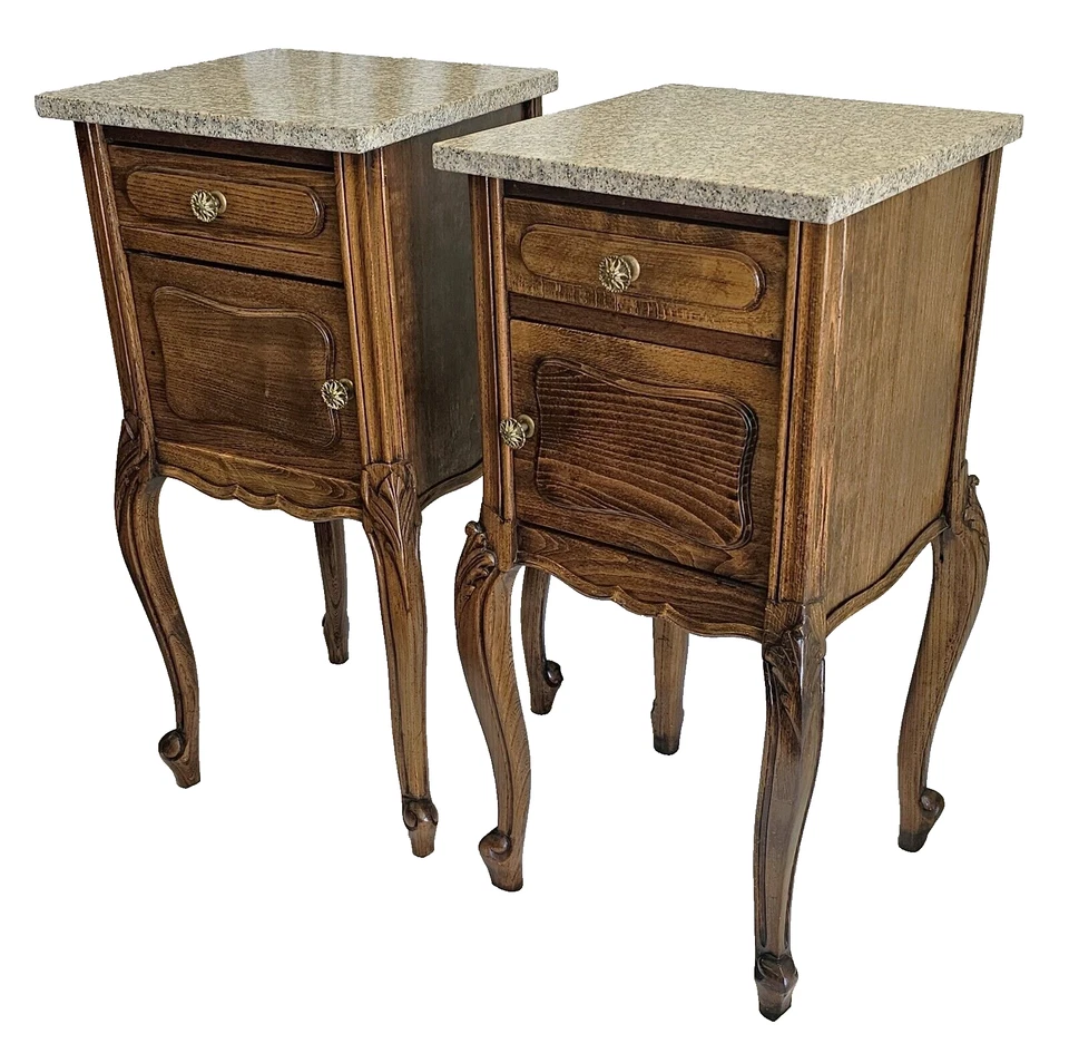 Antique Pair of Vintage French Nightstands, Bedside or End Tables Circa 1920s - Image 4 of 4