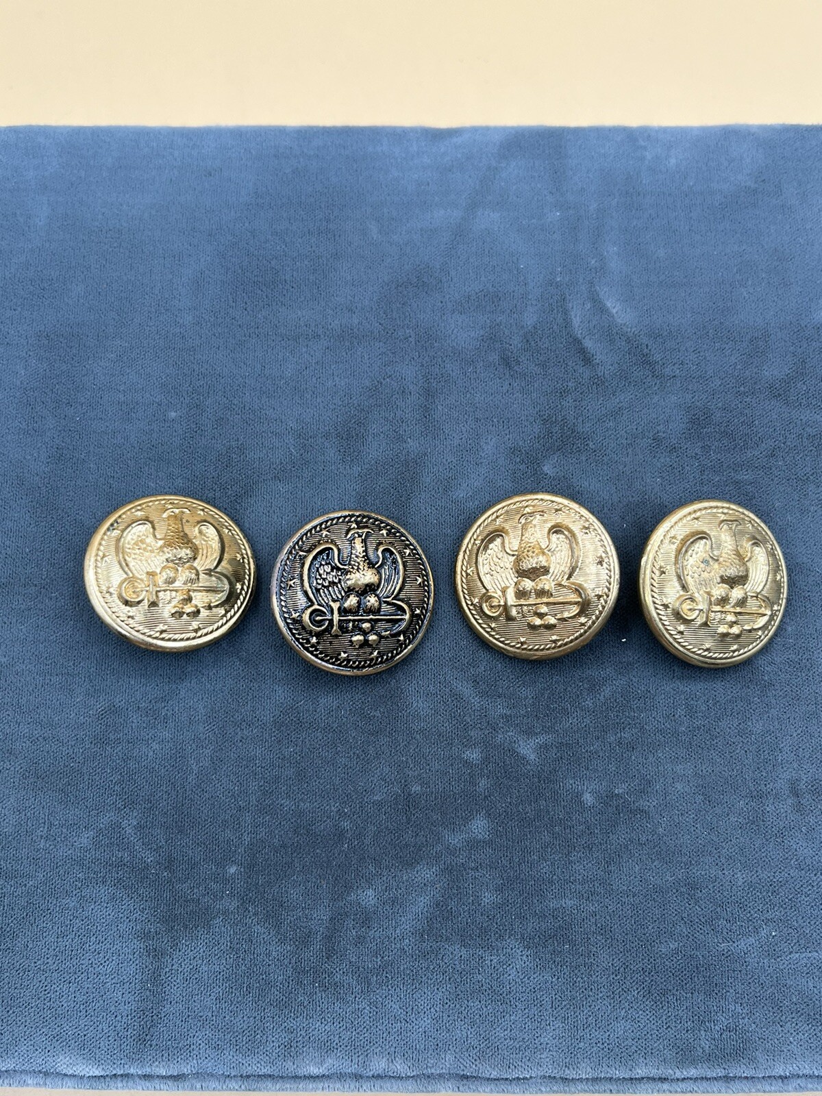 US Navy Brass Uniform Buttons Anchor Parallel VTG 1 1/8” Set Of 4