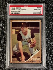 1962 Topps Baseball #179 Tom Sturdivant Green Tint PSA 8