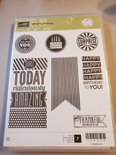 Stampin Up Amazing Birthday Stamp Set Retired Banners Cake Phrases