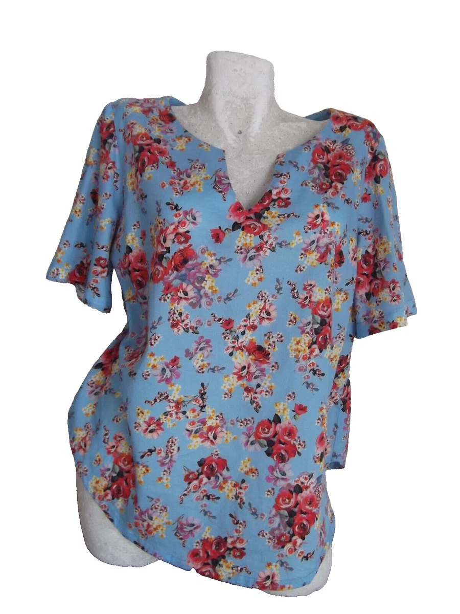 Famulily Camicia da lavoro da donna a maniche lunghe, plissettata, scollo a V, camicetta ampia con polsini a punto smock S-XXL, Rosso, S
