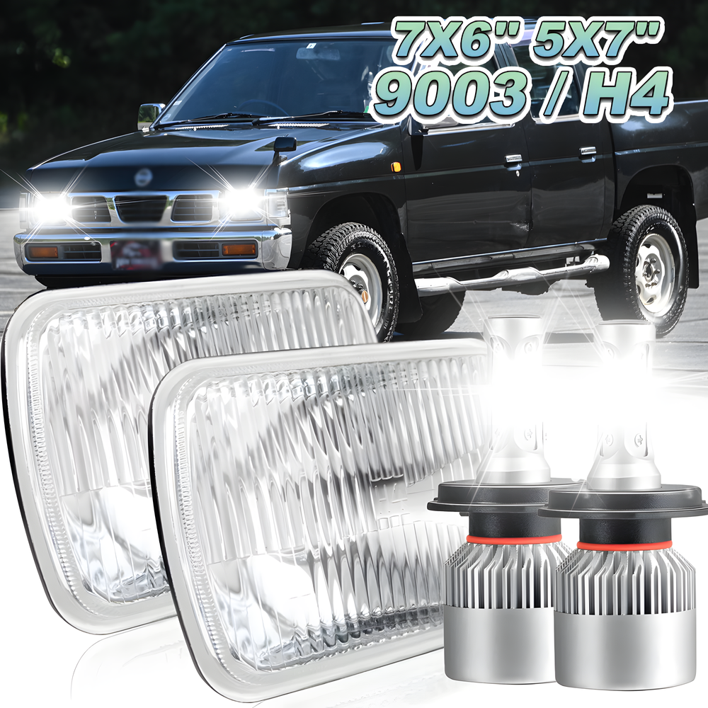 For 1995 1996 1997 Nissan Pickup Hardbody LED Headlights Hi/Lo Sealed Beam 7x6