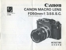 Canon Macro Lens FD50mm F3.5 S.S.C. Instruction Manual Original