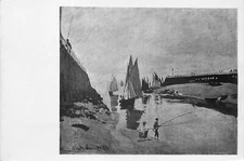 CP PAINTING ENTRANCE PORT A FINDVILLE BY CLAUDE MONET