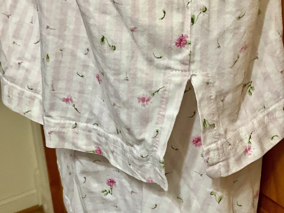 Conjunto corto de pijama vintage Oscar de la Renta para mujer-M rosa mini floral algodón Foto 4 de 4