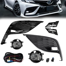 FOR 2021-2024 TOYOTA CAMRY SE XSE CLEAR LENS LED FOG LIGHT LAMP BEZEL COVER KIT
