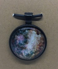 Galaxy Round Glass Dome Cabochons 1" Black Bezel Pendant New Free Ship 548