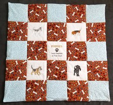 PUPPIES Embroidered Blanket Quilted Soft Flannel Puppy Quilt Baby Blanket