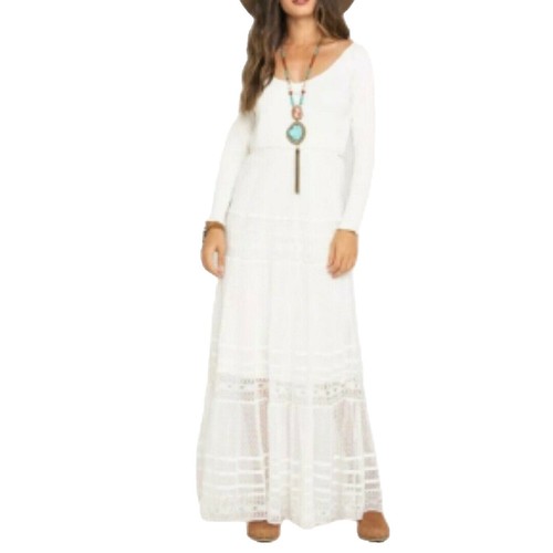 Free People Sundrenched Cotton Maxi Dress White Puff Sleeve Tiered Smocked  New S | eBay