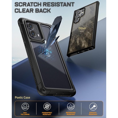 For Moto Edge 2024 Case Built-in Screen Clear Back Shockproof Bumper Cover Black - Picture 3 of 6
