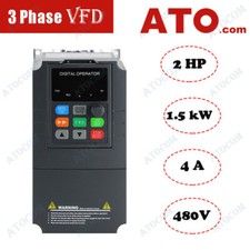 ATO 3 Phase VFD Variable Frequency Drive Converter 2 HP 1.5 kW 4A 480V Inverter