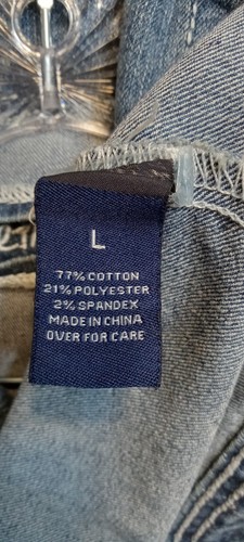 Amethyst Women’s Blue Jean Jacket Cropped Distressed Denim Thick Stitch Size L - Picture 6 of 6