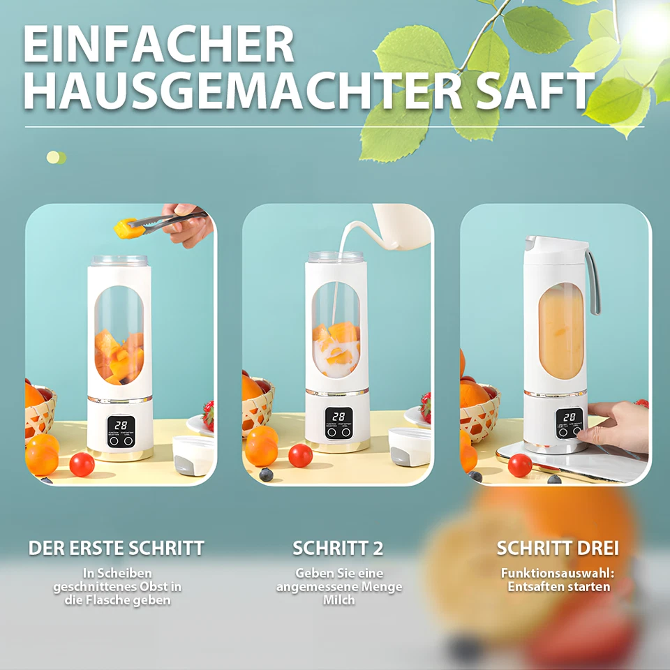 Frullatore portatile 450 ml frullatore USB frullatore a immersione mini mixer to go per sport - Immagine 2 di 4