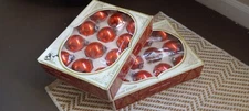 Beautiful Red Shiny Brite lot of 24 glass Christmas Holiday ornaments Vintage