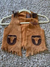 John R Craighead Co Sz Medium Western Cowboy Kids Texas Leather Vest Fringe