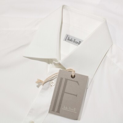 Italo Ferretti NWT Dress Shirt Size 15.75 40 US In Solid White 100% Cotton