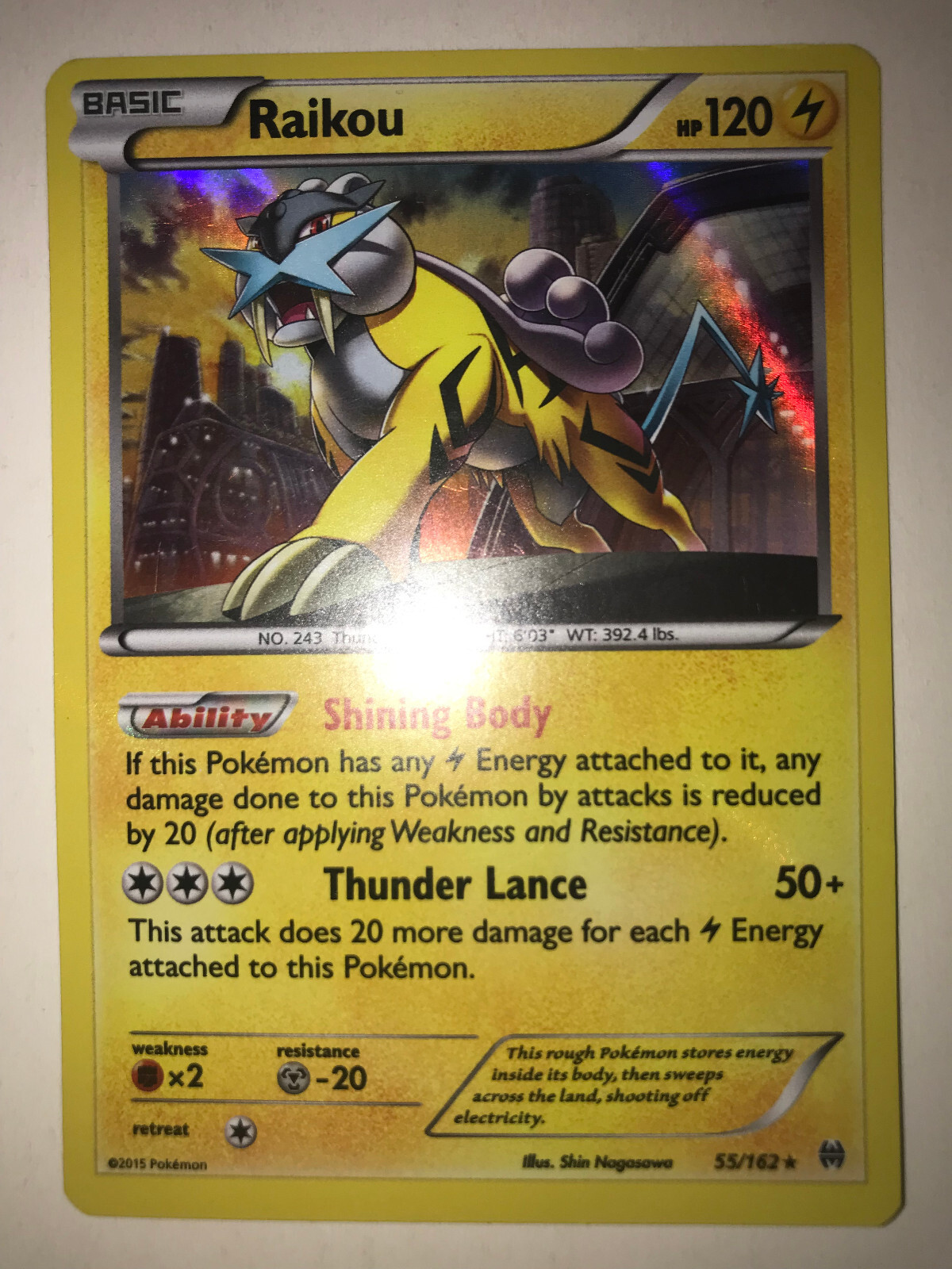 Raikou 55/162 Holo Rare XY Breakthrough Foil 2015 Pokemon TCG Set Card LP/NM