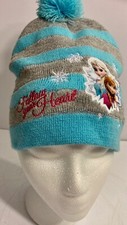 Disney Frozen "Follow Your Heart" Striped Beanie Winter Cap w/ Pompom One Size