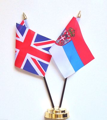Vereinigtes Königreich & Serbien Staat Doppel Freundschaft Tisch Flagge Set