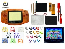 Nintendo Game Boy Advance GBA V2 IPS LCD Kit Housing Shell CLEAR ORANGE PRE-CUT