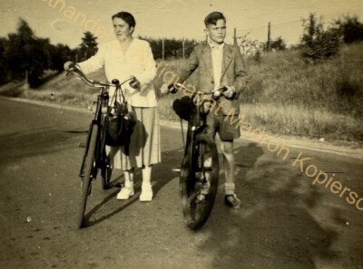 orig. Photo Welzow Mother Child Boy Bicycle Cycling Circa 1935