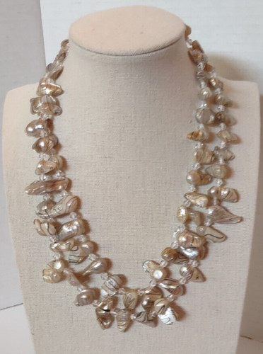 Vtg MermaidCore Fresh Water Pearls Iridescent Luster Crystal Necklace 18" - 36"