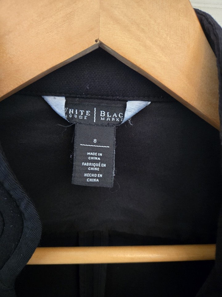 White House Black Market Moto Military Jacket Blazer Black Size 8 Pre