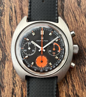 Vintage Hamilton Chronograph G Watch 40mm 640001 Valjoux 7736 Serviced 70s Mint