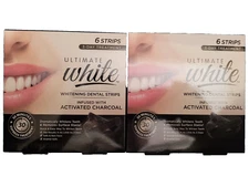 2 Ultimate White Whitening Dental Strips Infused w/ Activated Charcoal 6 Strips