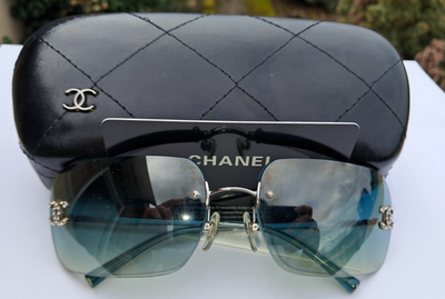 Vintage Chanel teal blue gradient 4017 D c 124-57 120 mm rimless