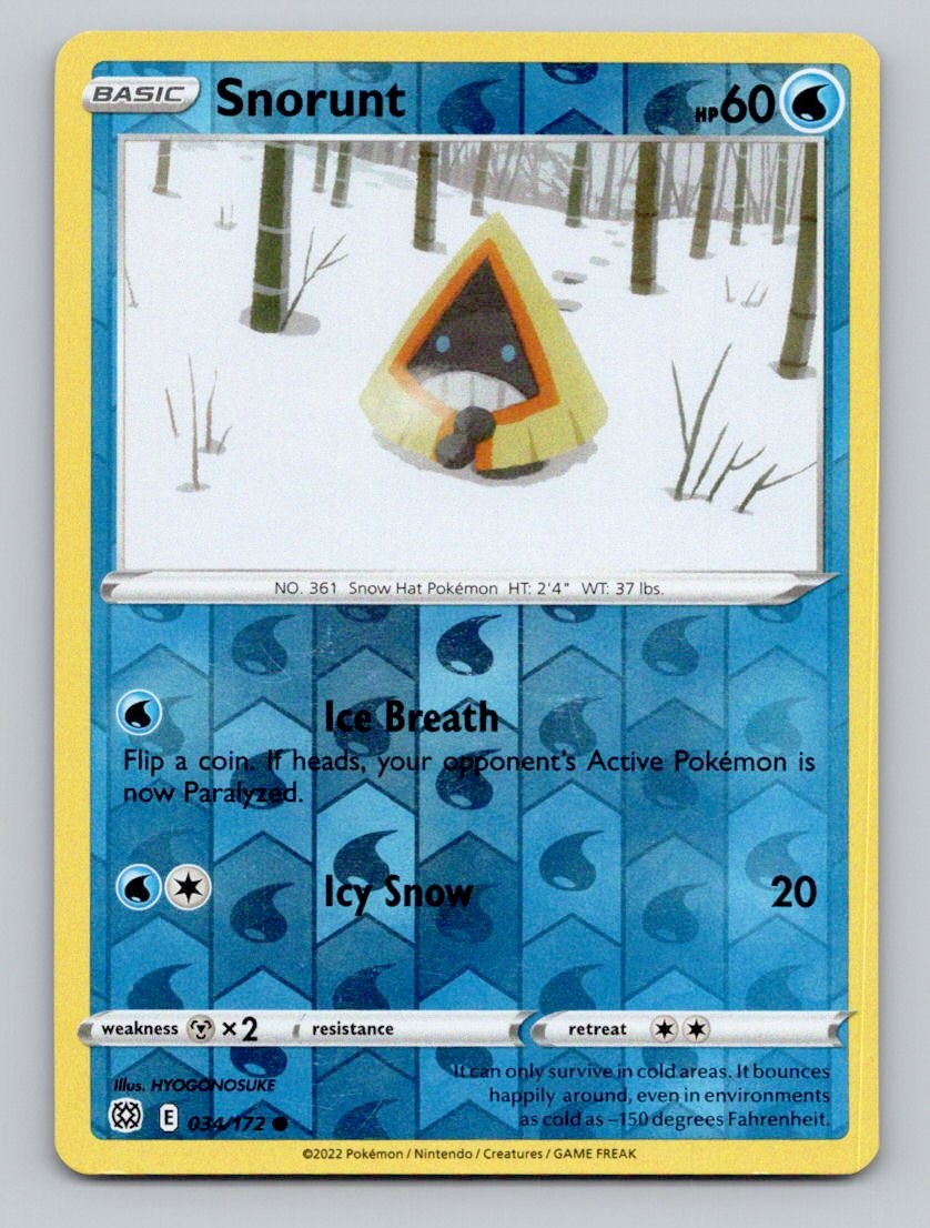 Snorunt 034/172 Common Brilliant Stars Pokemon Reverse Holo Near Mint