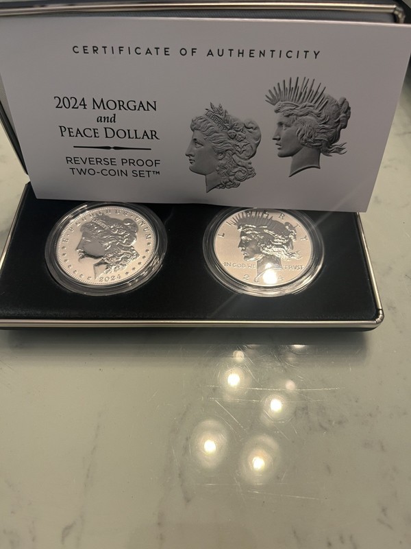 United States Mint 2024 Morgan & Peace Dollar Reverse Proof Two-Coin Set w/ Cert