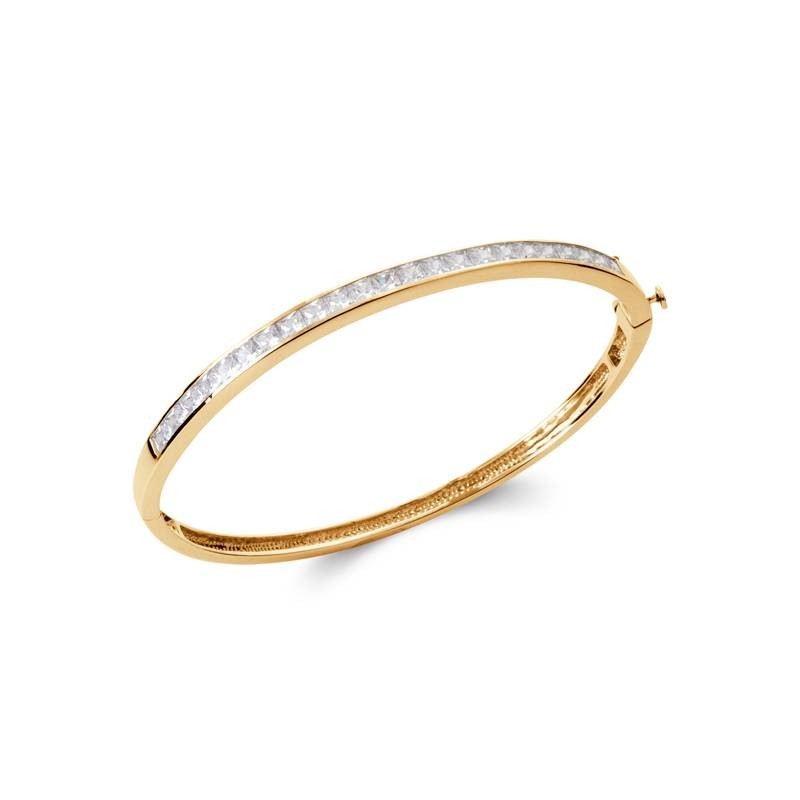Bracelet jonc plaqué or 18 carats pour femme avec oxydes de zirconium scintillants