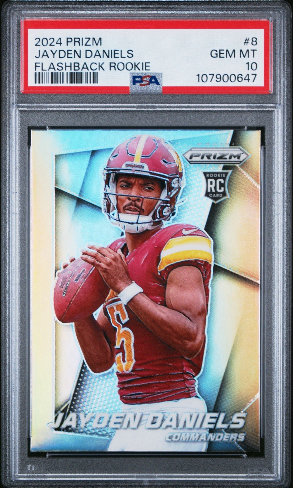 JAYDEN DANIELS PSA 10 2024 PANINI PRIZM #8 FLASHBACK ROOKIE SILVER RC 347