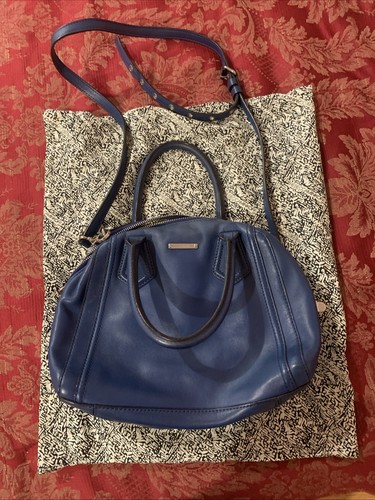 REBECCA MINKOFF NAVY BLUE LEATHER FRONT POCKET/WALLET SHOULDER HANDBAG DUST BAG