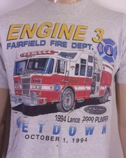 Vintage 90s Fairfield Fire Truck Dept. Engine 3 T-shirt 1994 Single Stitch M Vintage 90s Fairfield Fire Truck Dept. Engine 3 T-shirt 1994 Single Stitch M
