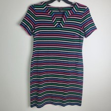 Talbots Navy Striped Midi Dress Size Medium