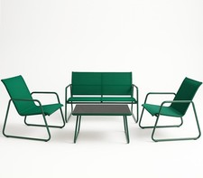 Set Salotto da Giardino con 2 Sedie Divano e Tavolino per Patio Esterno Verde