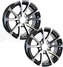 2-Pack Aluminum Trailer Wheels 15X6 15" Rim Black and Machined 5 Lug T07