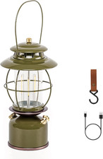 Metal Vintage LED Camping Lantern, 6800Mah Rechargeable Battery Last 17-500 Hour