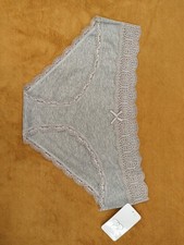 Rene Rofe Lace Trim Soft Cotton blend Hipster Underwear - L - Gray