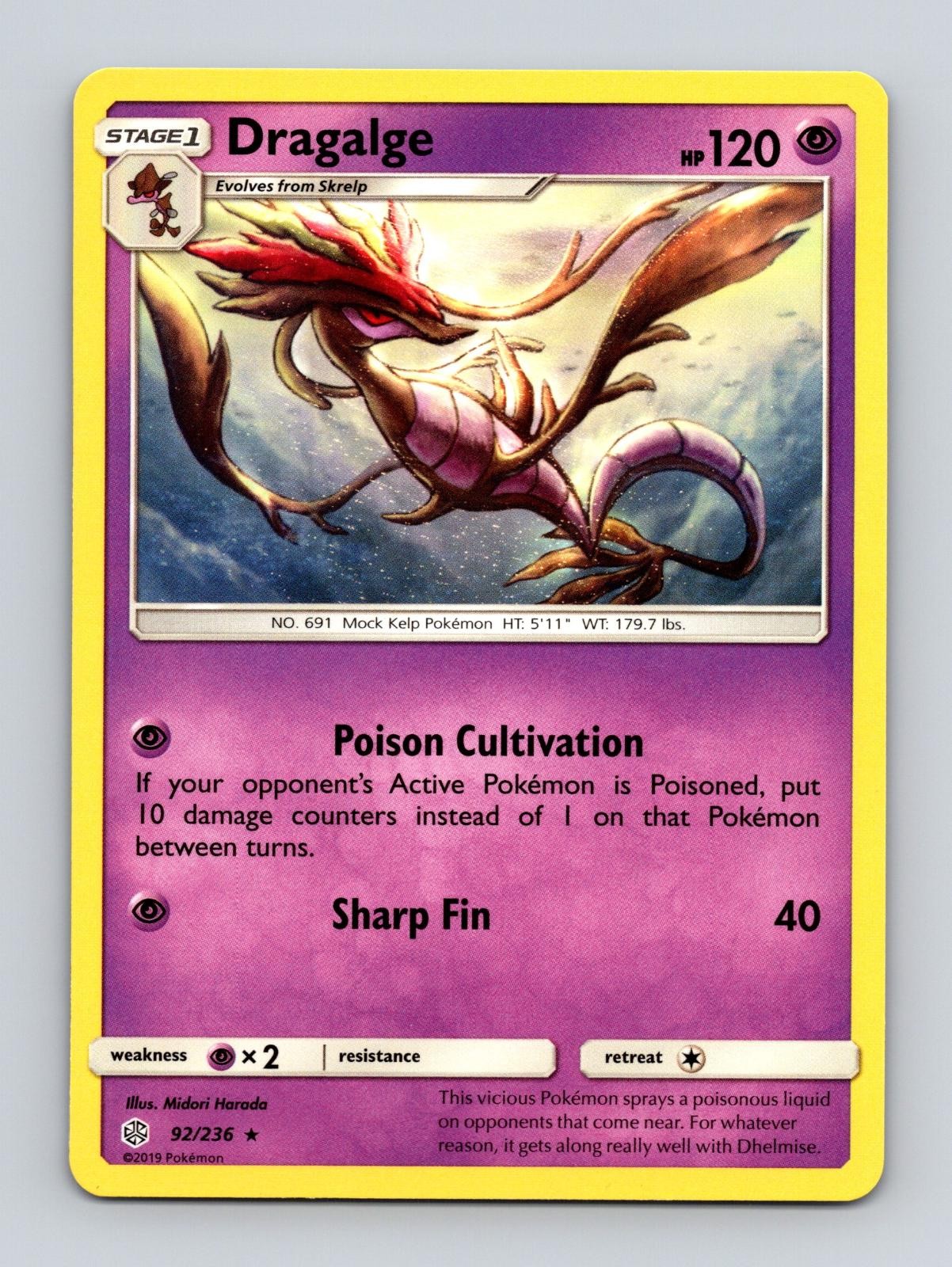 Dragalge 92/236 Rare Cosmic Eclipse Pokemon Near Mint NM