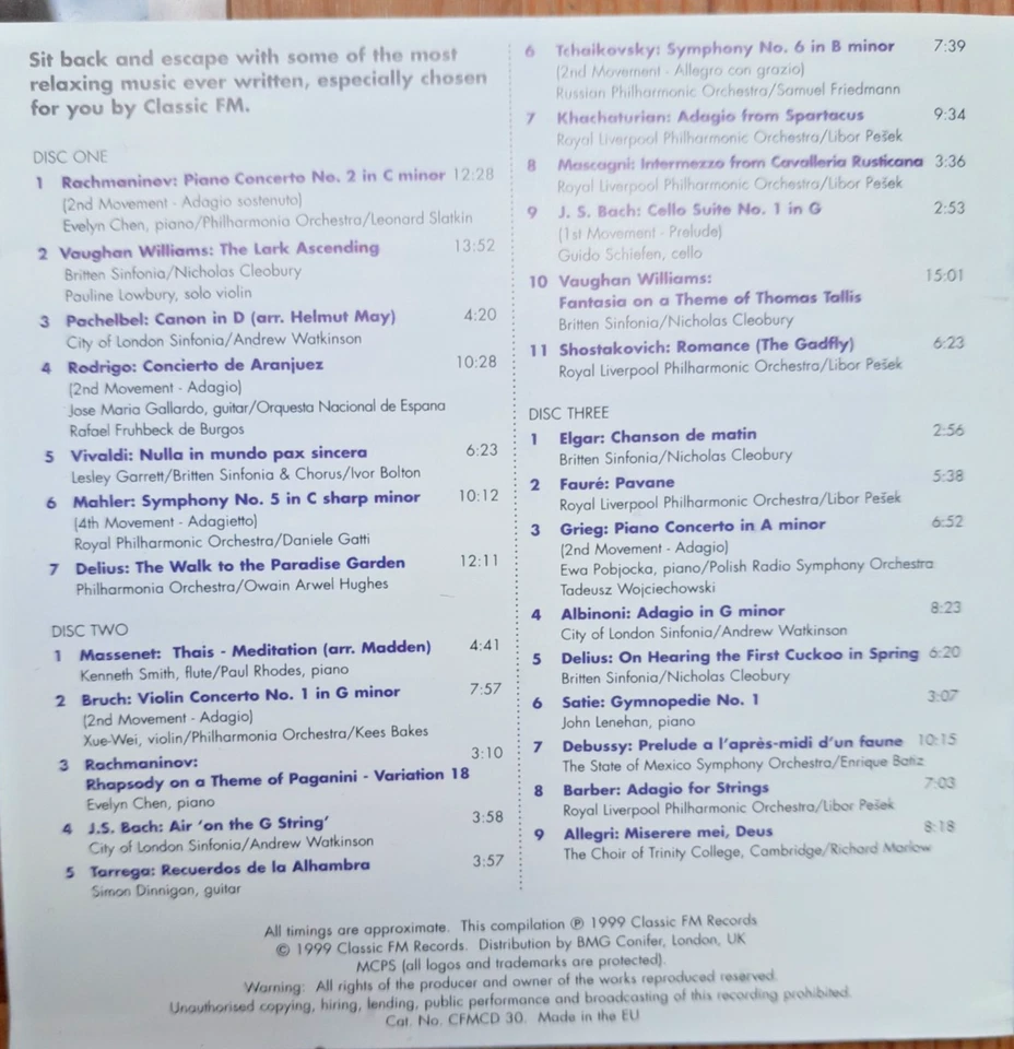 CLASSICfm Sanfte Klassik Chill Relax Smooth 12 CD Classical Einaudi Jenkins Bach - Bild 4 von 4