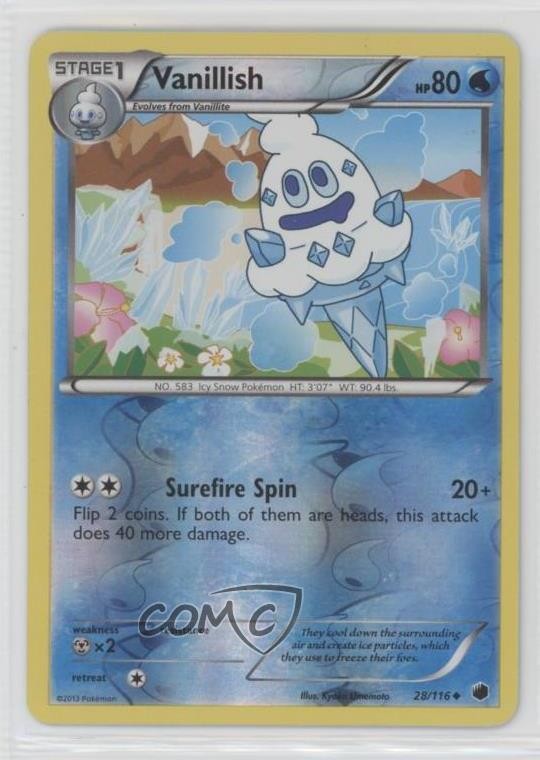Vanillish Reverse Foil Pokémon Black & White Plasma Freeze #28
