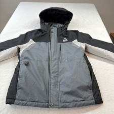 Gerry Winter Coat Boys M 10/12 Grey Black Neon Yellow Good Hooded Jacket