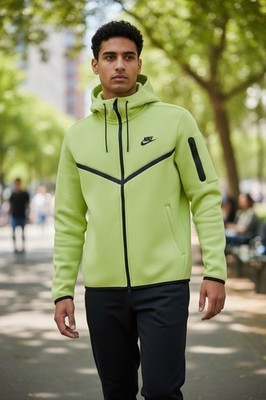 Nike Men's Tech Fleece Jacket Hooded Full Zip Light Lemon Size XL