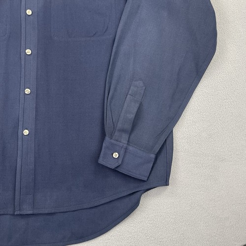 Camisa The Territory Ahead Para Hombres XL Azul Marino Seda Abotonada Sarga Bolsillos con Solapa - Imagen 4 de 8