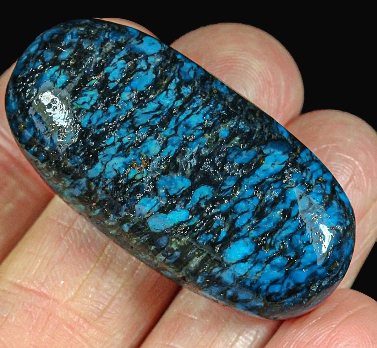 Smoky Blue Turquoise Cab Spiderweb Lander County SLPK74