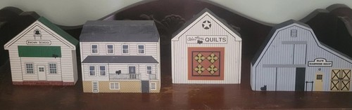Vintage The Cat's Meow Regal Sitter Ohio Amish Serie 1991 Künstler signiert 4er Set - Bild 2 von 15