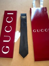 Gucci Men's Gucci Logo Tie NWT Original Packaging Black Slim 2.75" The Widest